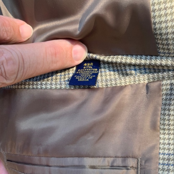 Club Room Mens Tan striped Blazer Size 42R. - Picture 5 of 6